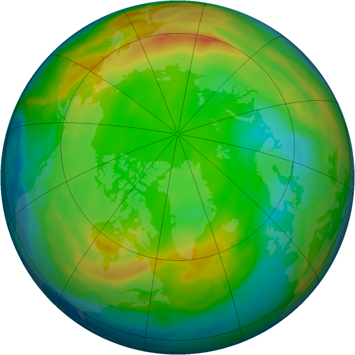 Arctic ozone map for 11 January 2009